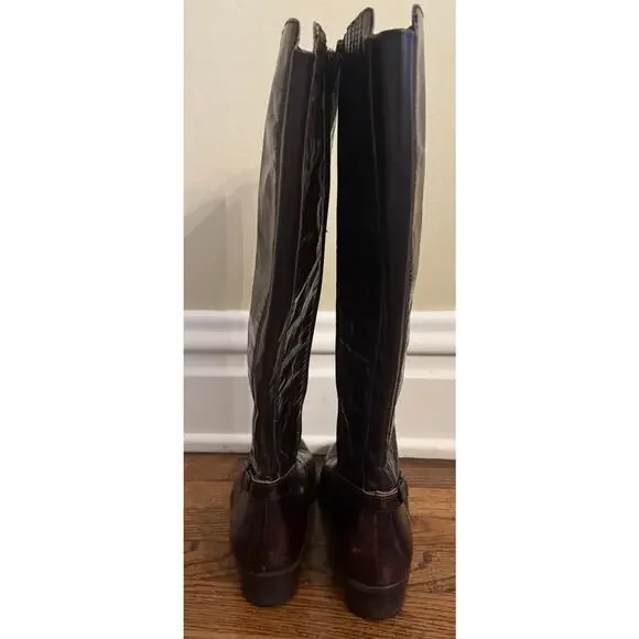 BORN Helen Tall Leather Riding Boots Buckle Plaid Preppy Equestrian Size 9.5 - Picture 5 of 7